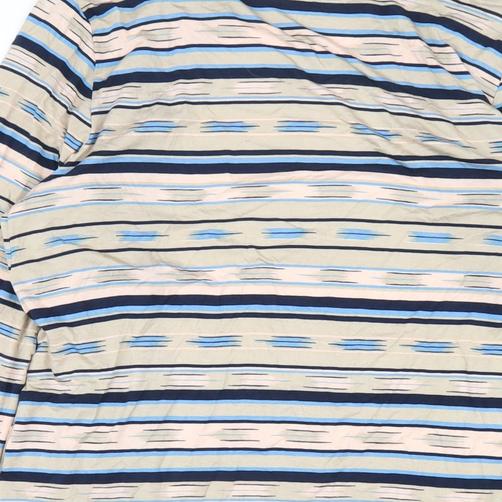 Lands' End Womens Multicoloured V-Neck Striped Viscose Cardigan Jumper Size M