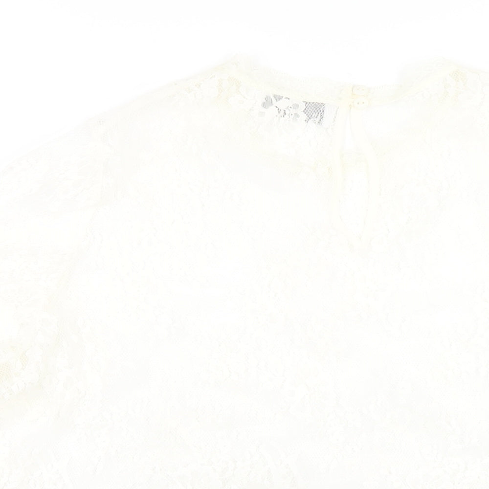 Wallis Womens Ivory Polyester Basic T-Shirt Size 18 Round Neck