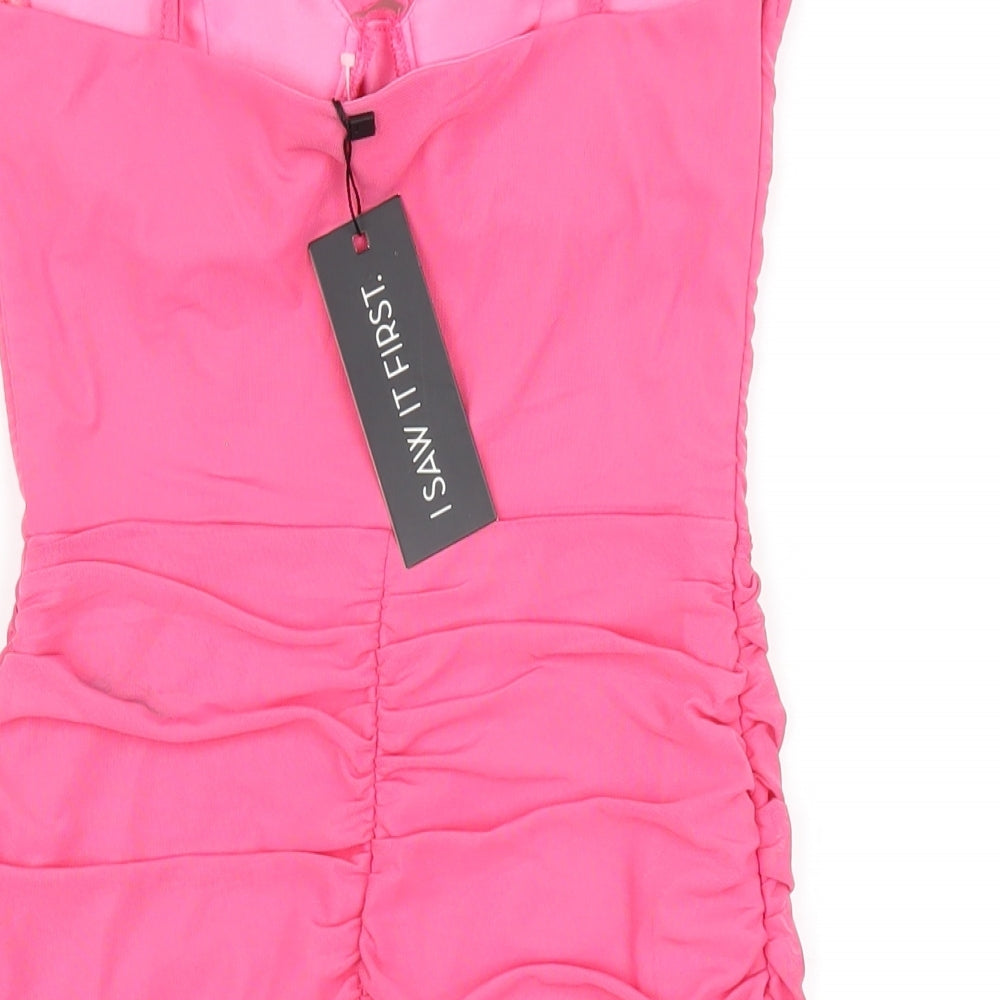 I SAW IT FIRST Womens Pink Polyester Bodycon Size 8 Sweetheart Zip