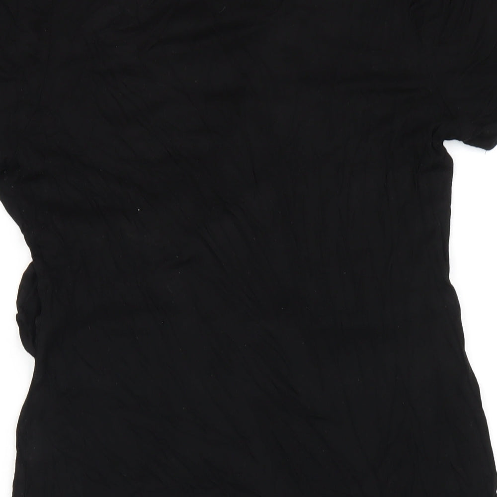 Zara Womens Black Viscose Bodycon Size L V-Neck Pullover