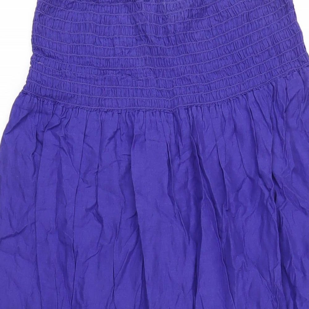 Marks & Spencer Womens Blue Cotton A-Line Size M Square Neck Pullover