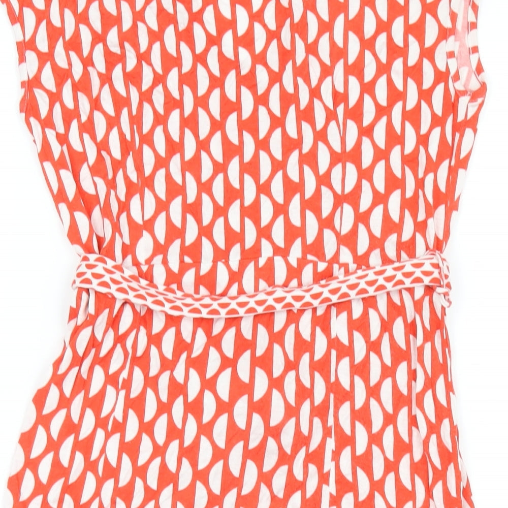Principles Womens Red Geometric Viscose A-Line Size 8 V-Neck Pullover