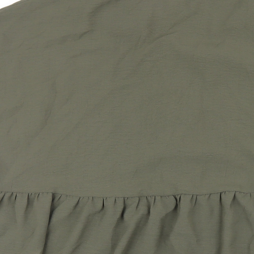 New Look Womens Green Polyester Trapeze & Swing Size 12 V-Neck Button