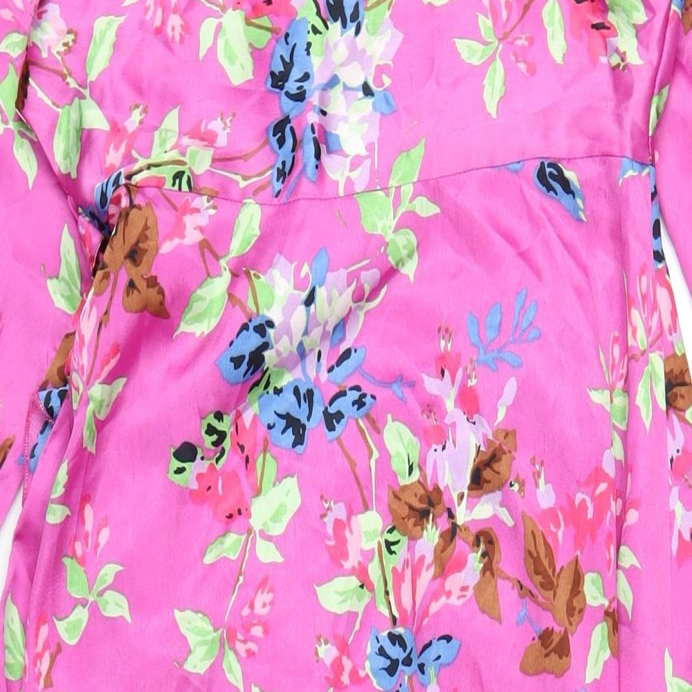 ASOS Womens Pink Geometric Polyester Wrap Dress Size 8 V-Neck Tie