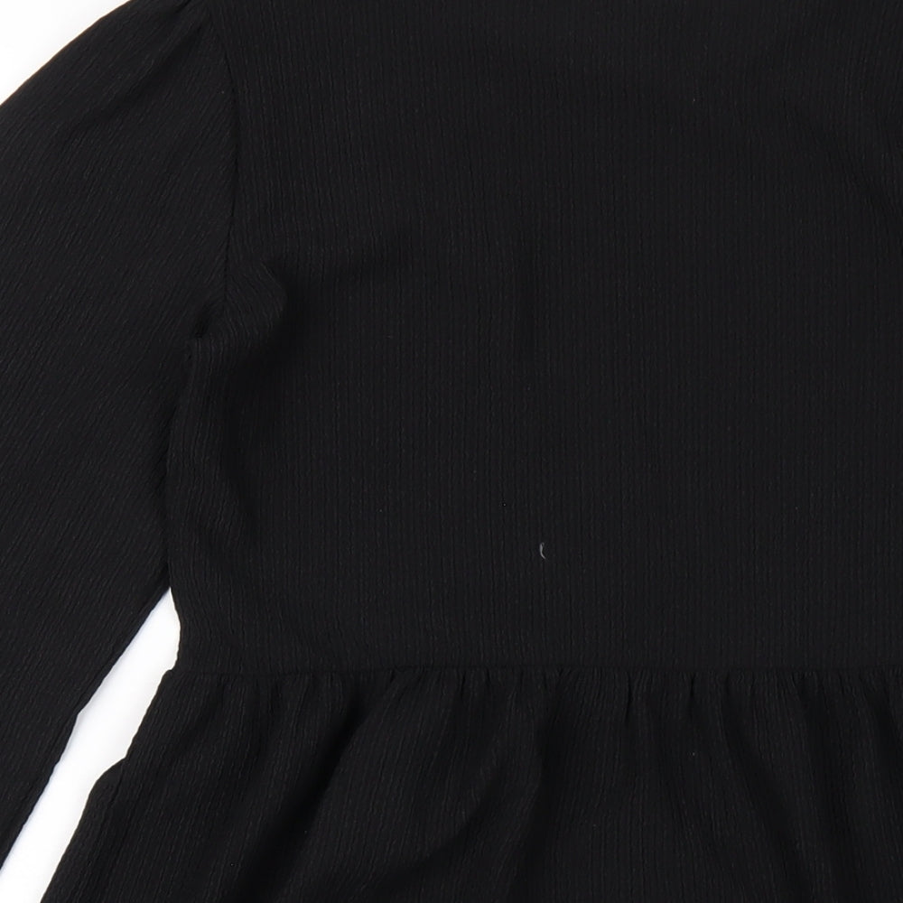 New Look Womens Black Polyester A-Line Size 8 Round Neck Pullover