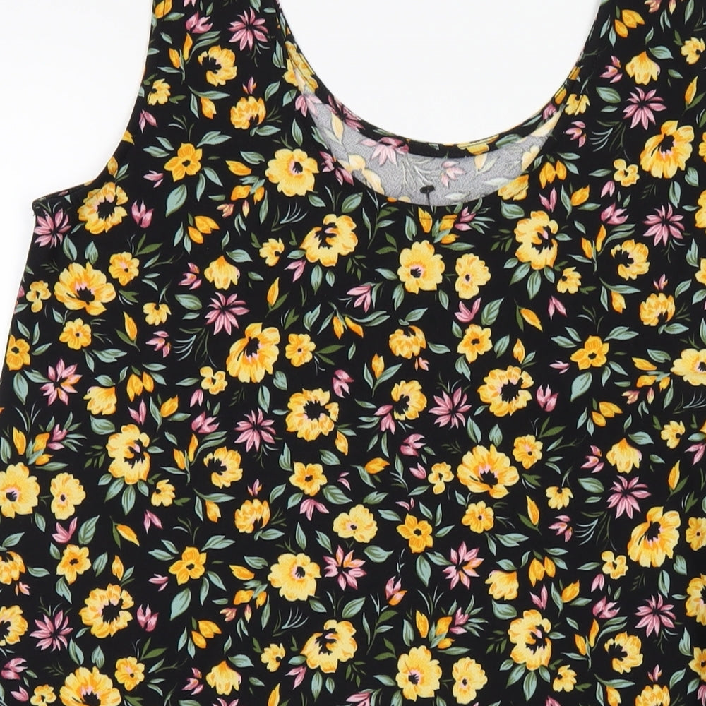 Mango Womens Multicoloured Floral Polyester Tank Dress Size M Scoop Neck Pullover