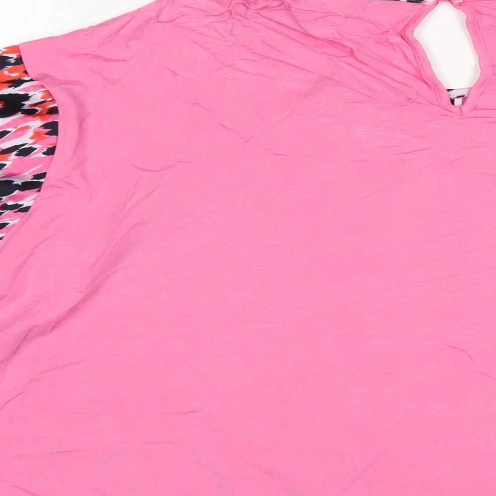 Marks & Spencer Womens Pink Polyester Basic T-Shirt Size 12 Round Neck