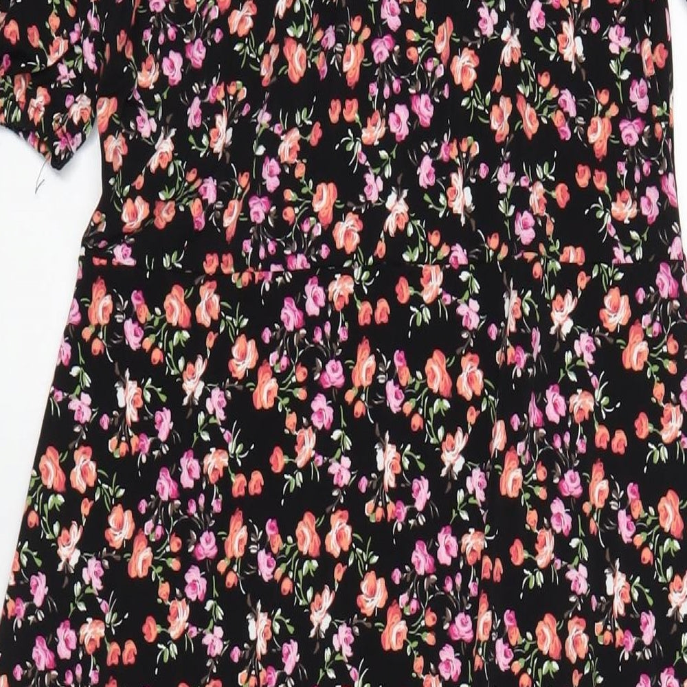 Lipsy Womens Black Floral Polyester Maxi Size 12 Round Neck Pullover
