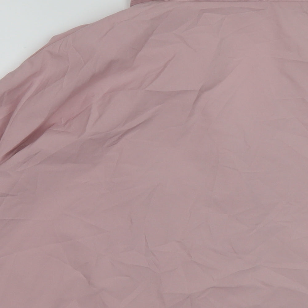 Nasty Gal Womens Pink Polyester Basic Button-Up Size 8 V-Neck