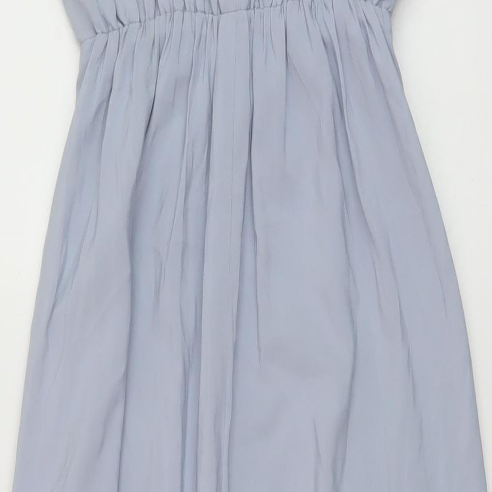 H&M Womens Blue Polyester A-Line Size 6 Round Neck Tie