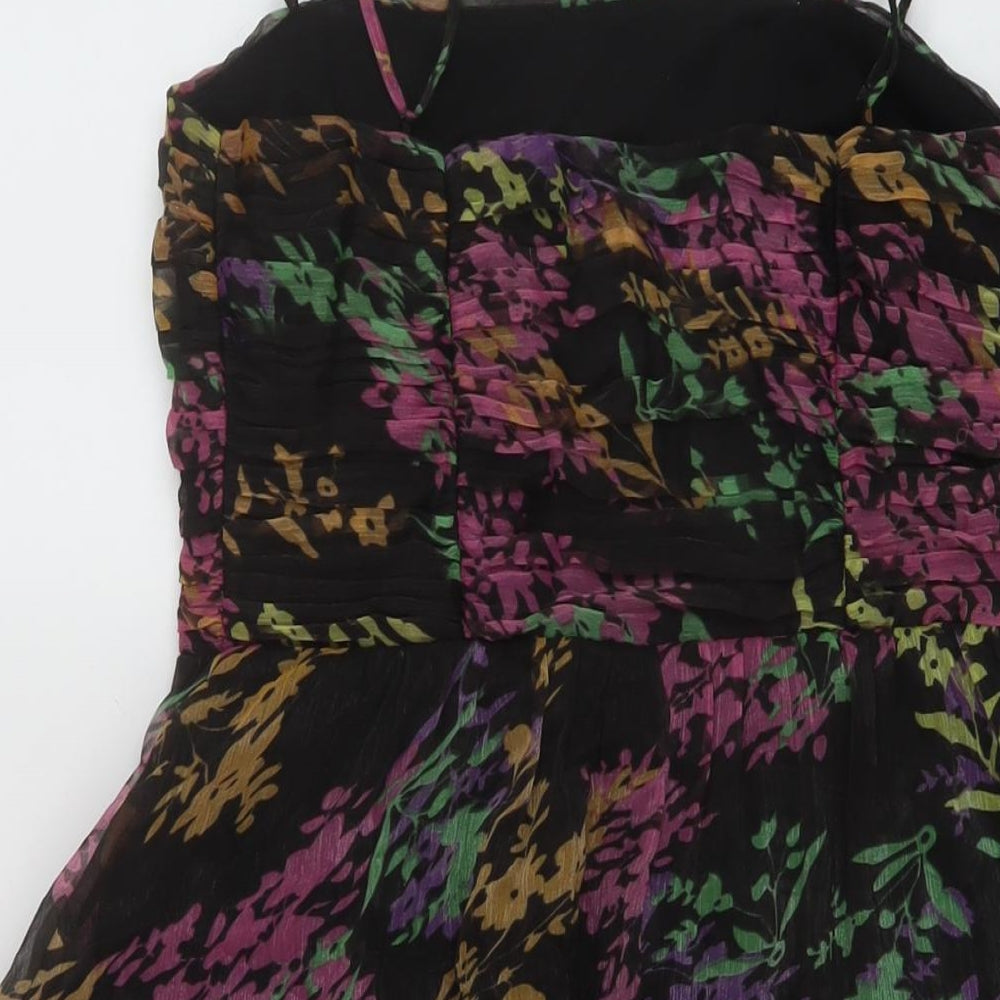 Mei Mei Womens Black Geometric Polyester A-Line Size 8 Square Neck Pullover