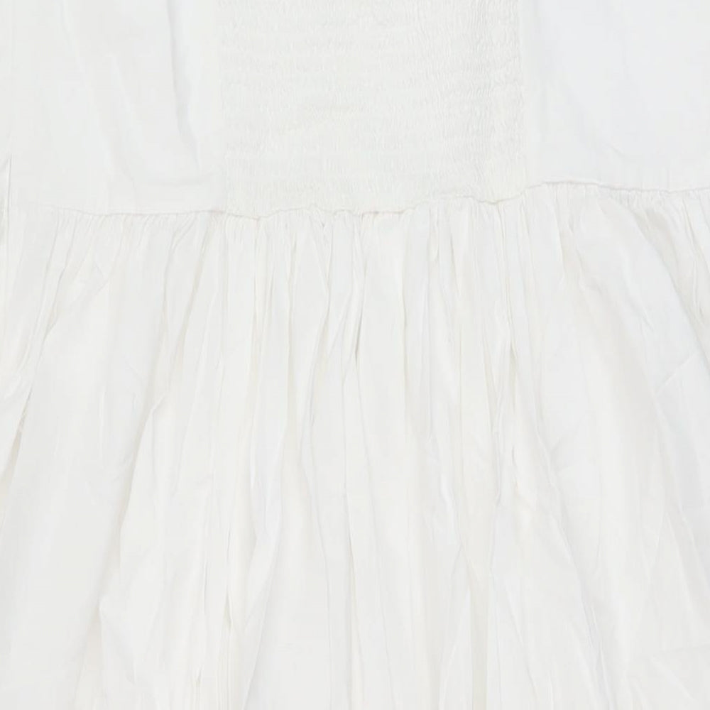 Marks and Spencer Womens White Cotton A-Line Size 16 Square Neck Zip
