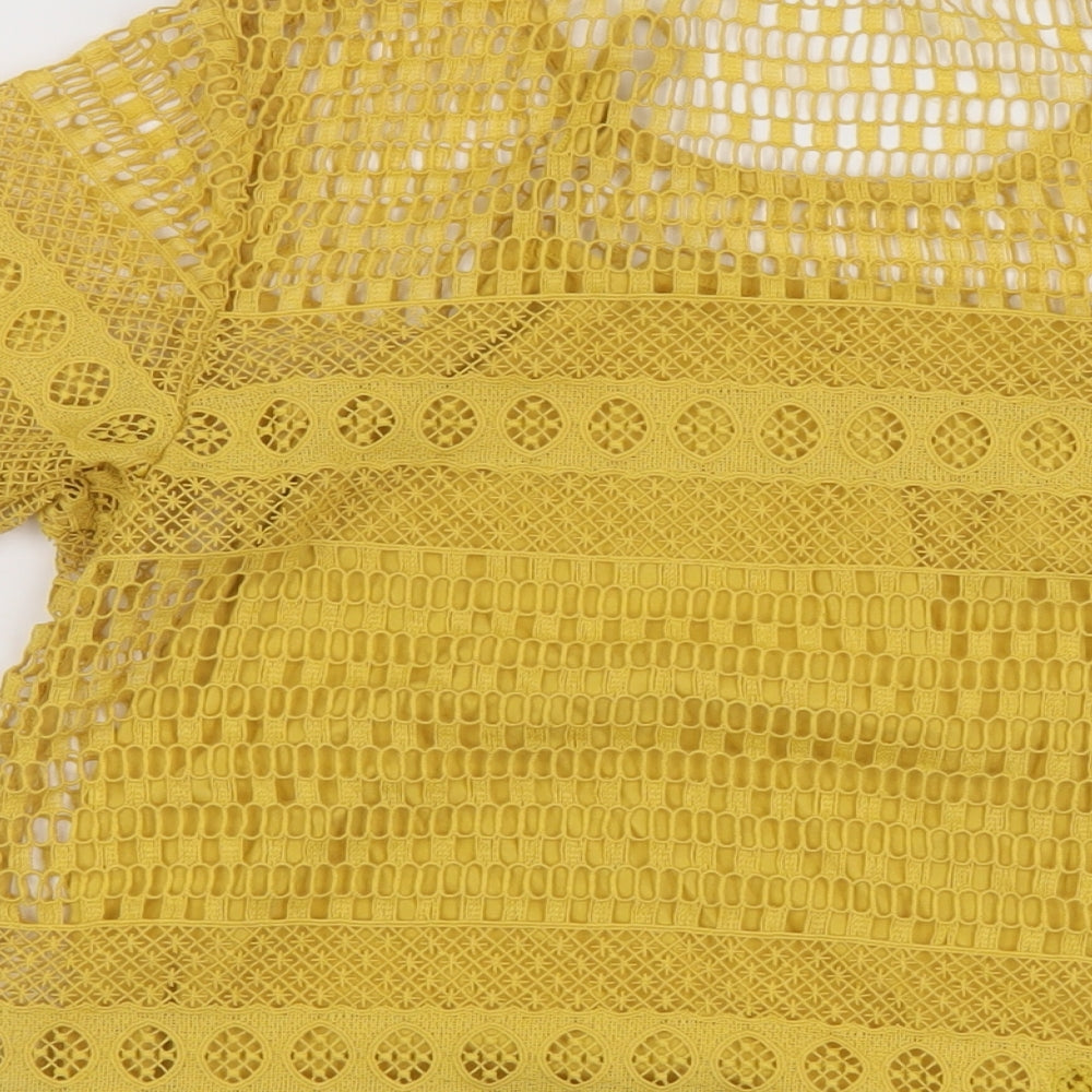 Marks & Spencer Womens Yellow Polyester Basic T-Shirt Size 10 Round Neck