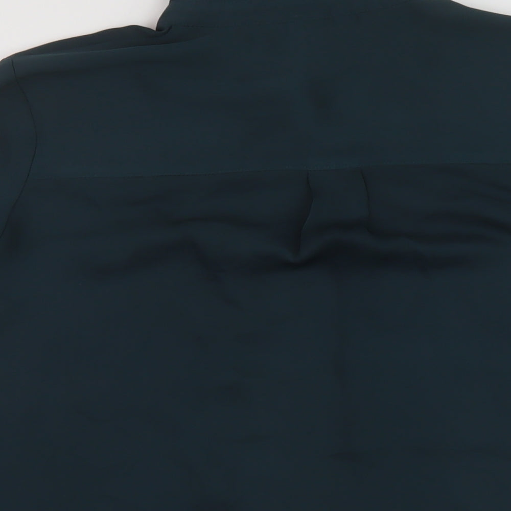 H&M Womens Green Polyester Basic Button-Up Size 6 Collared