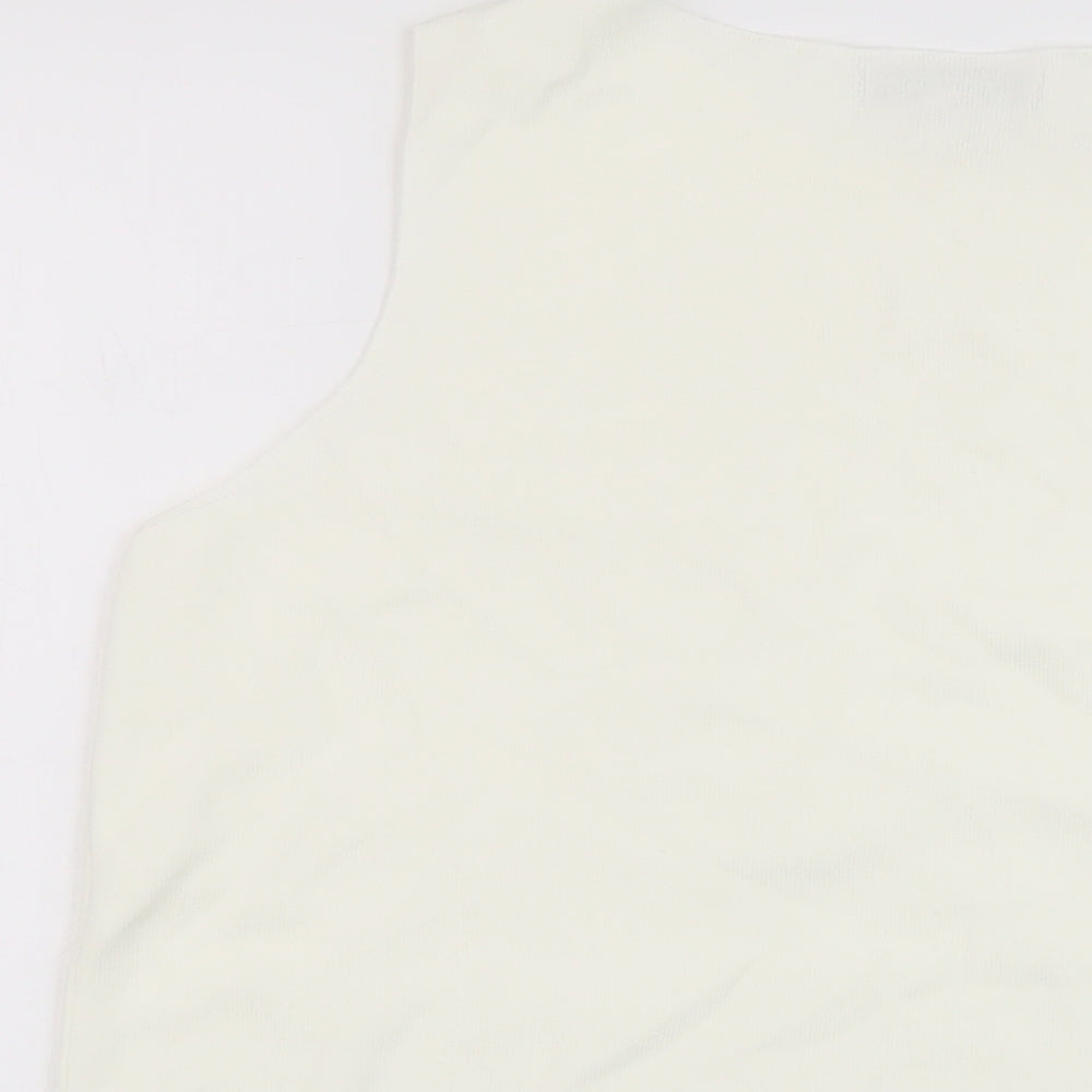 Marks & Spencer Womens White Viscose Basic Tank Size 14 Round Neck