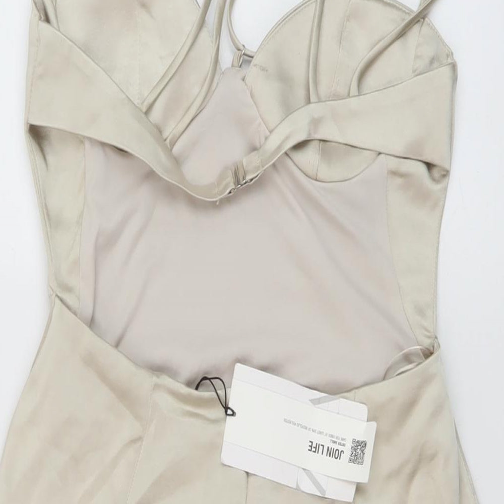 Zara Womens Gold Polyester Mini Size S Sweetheart Zip
