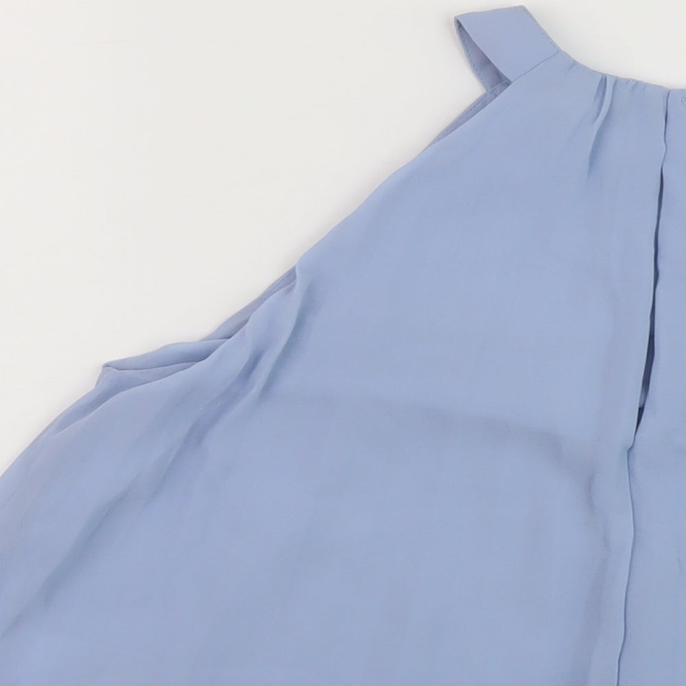 H&M Womens Blue Polyester Basic Tank Size S Round Neck
