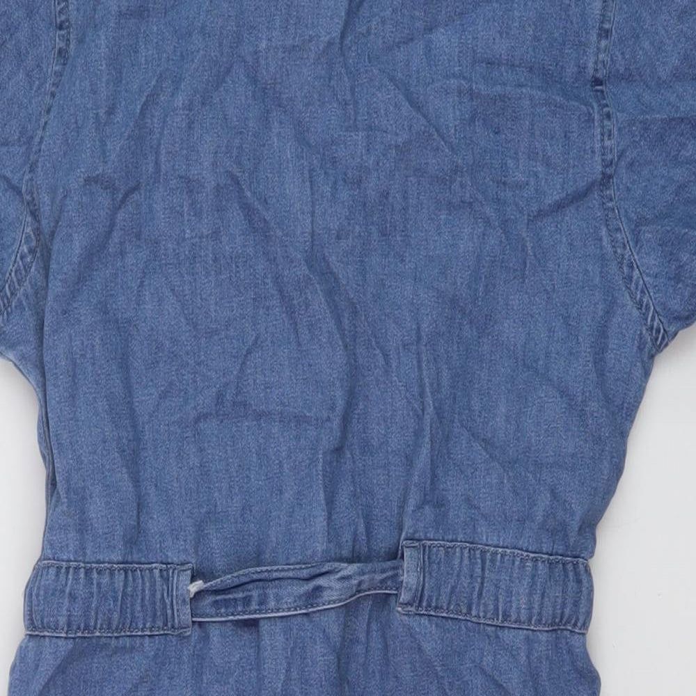 Denim & Co. Womens Black Cotton A-Line Size 2XS Collared Button