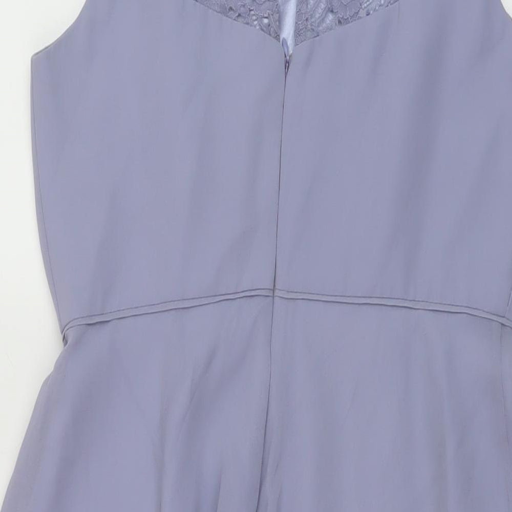 Monsoon Womens Purple Polyester A-Line Size 10 Round Neck Button