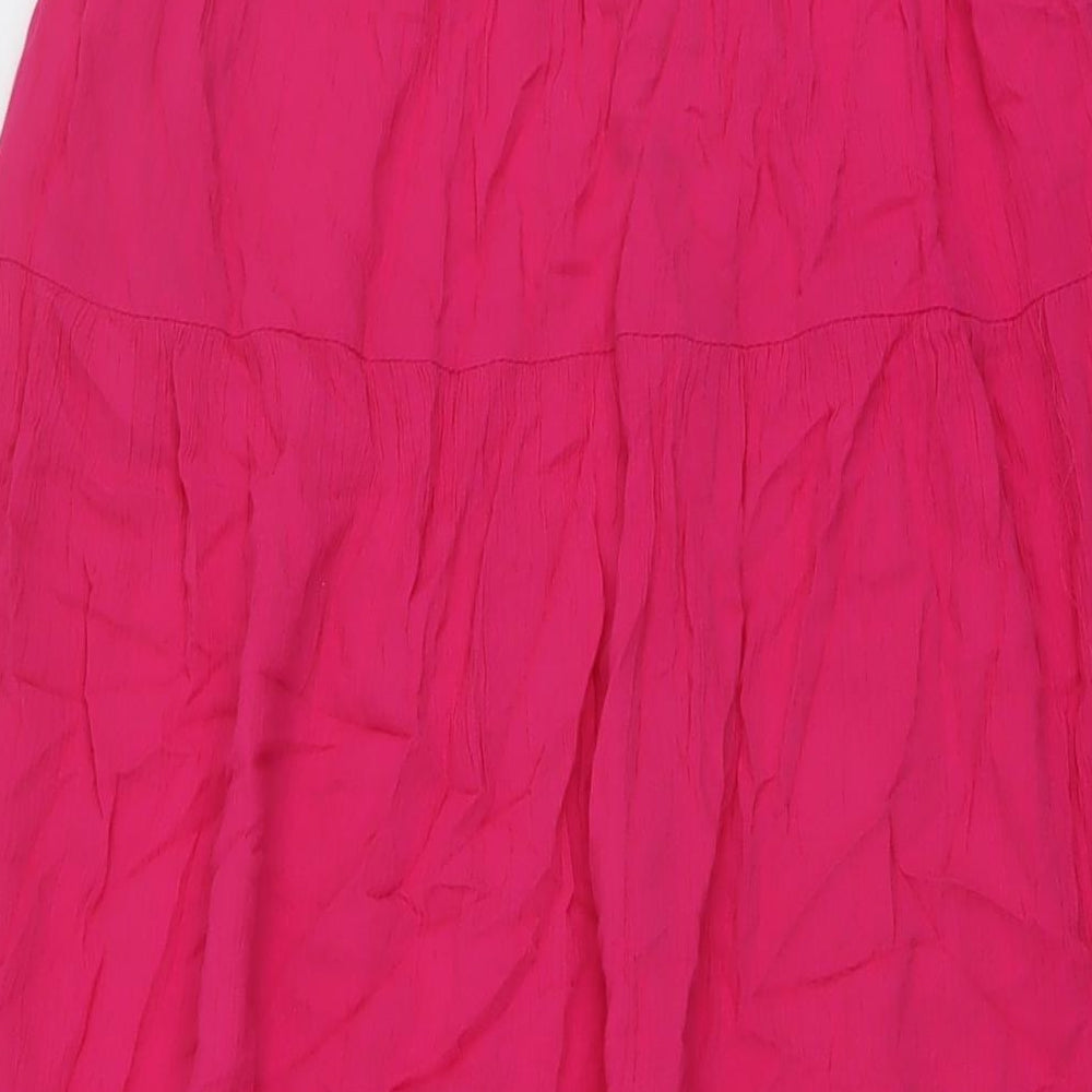 Marks & Spencer Womens Pink Viscose A-Line Skirt Size 6 Drawstring