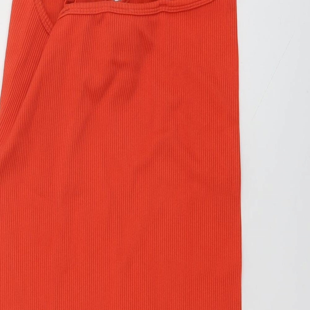 Missguided Womens Orange Polyamide Mini Size S V-Neck Pullover