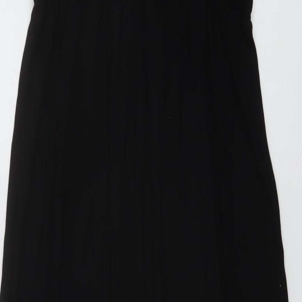 Boohoo Womens Black Viscose A-Line Size 8 Round Neck Pullover
