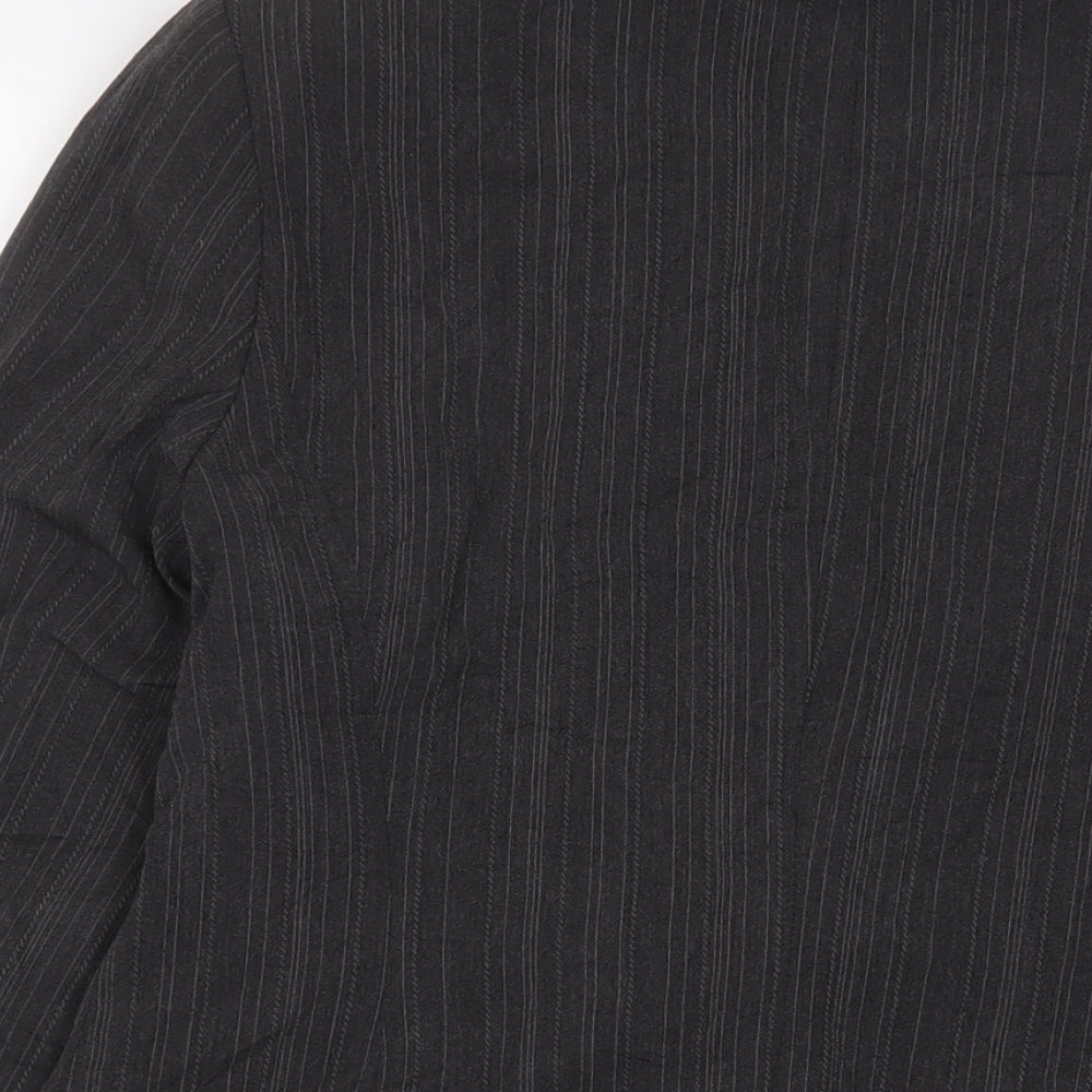 Debenhams Womens Grey Striped Jacket Blazer Size 14 Button