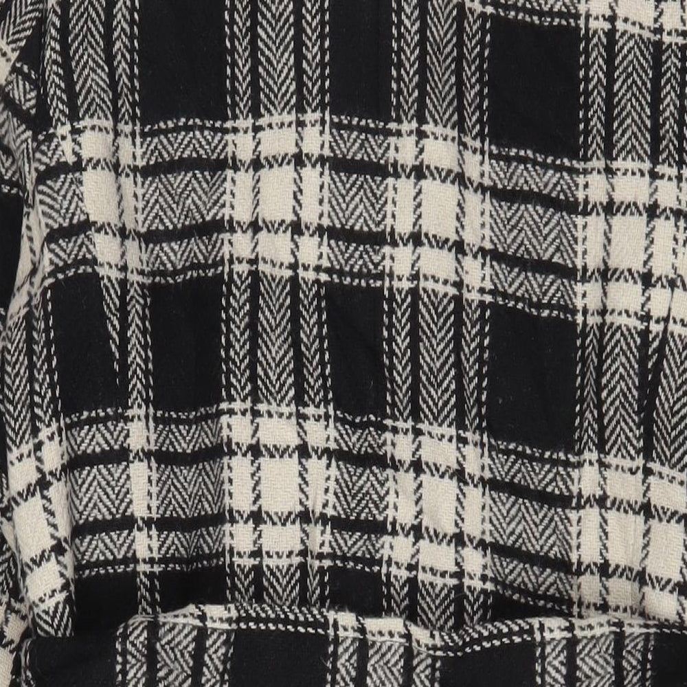 EWM Womens Black Plaid Overcoat Coat Size 16 Button - Belted