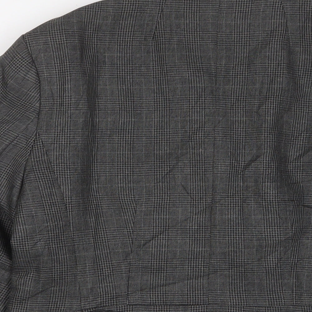 Marks & Spencer Womens Grey Plaid Jacket Blazer Size 14 Button