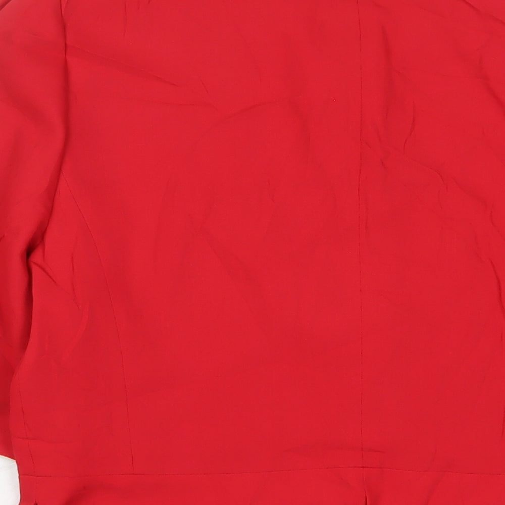 Hardob Womens Red Jacket Blazer Size 14 Button - Embroidered