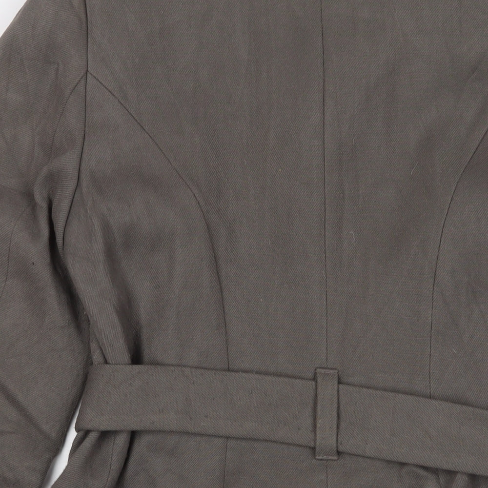 Marks & Spencer Womens Grey Overcoat Coat Size 14 Button - Belted