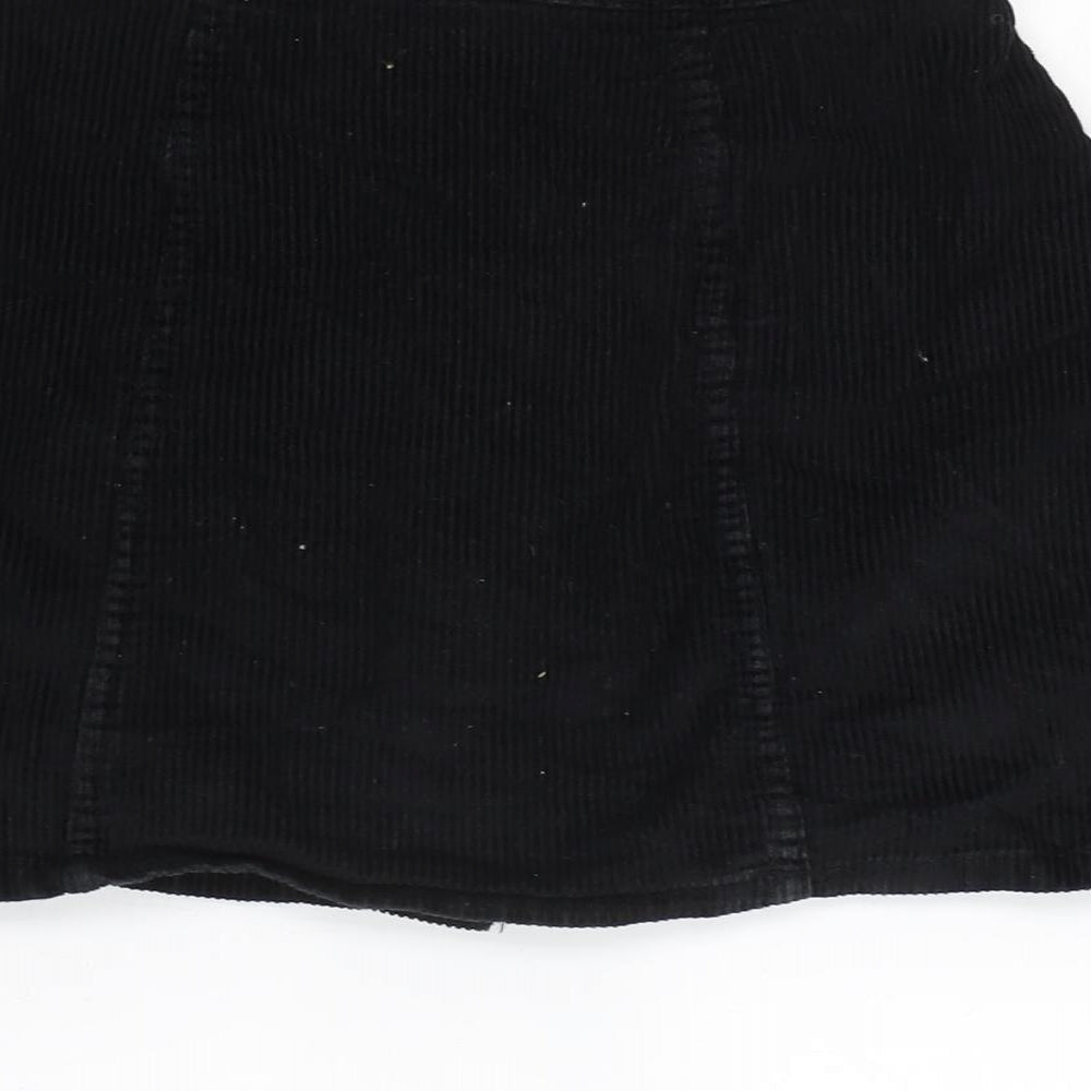 Denim & Co. Womens Black Cotton A-Line Skirt Size 6 Button