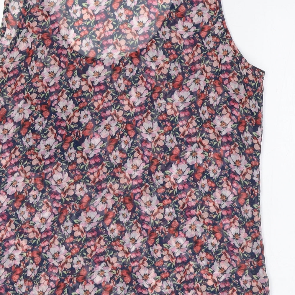 Warehouse Womens Multicoloured Floral Polyester Camisole Tank Size 8 Round Neck - Sheer