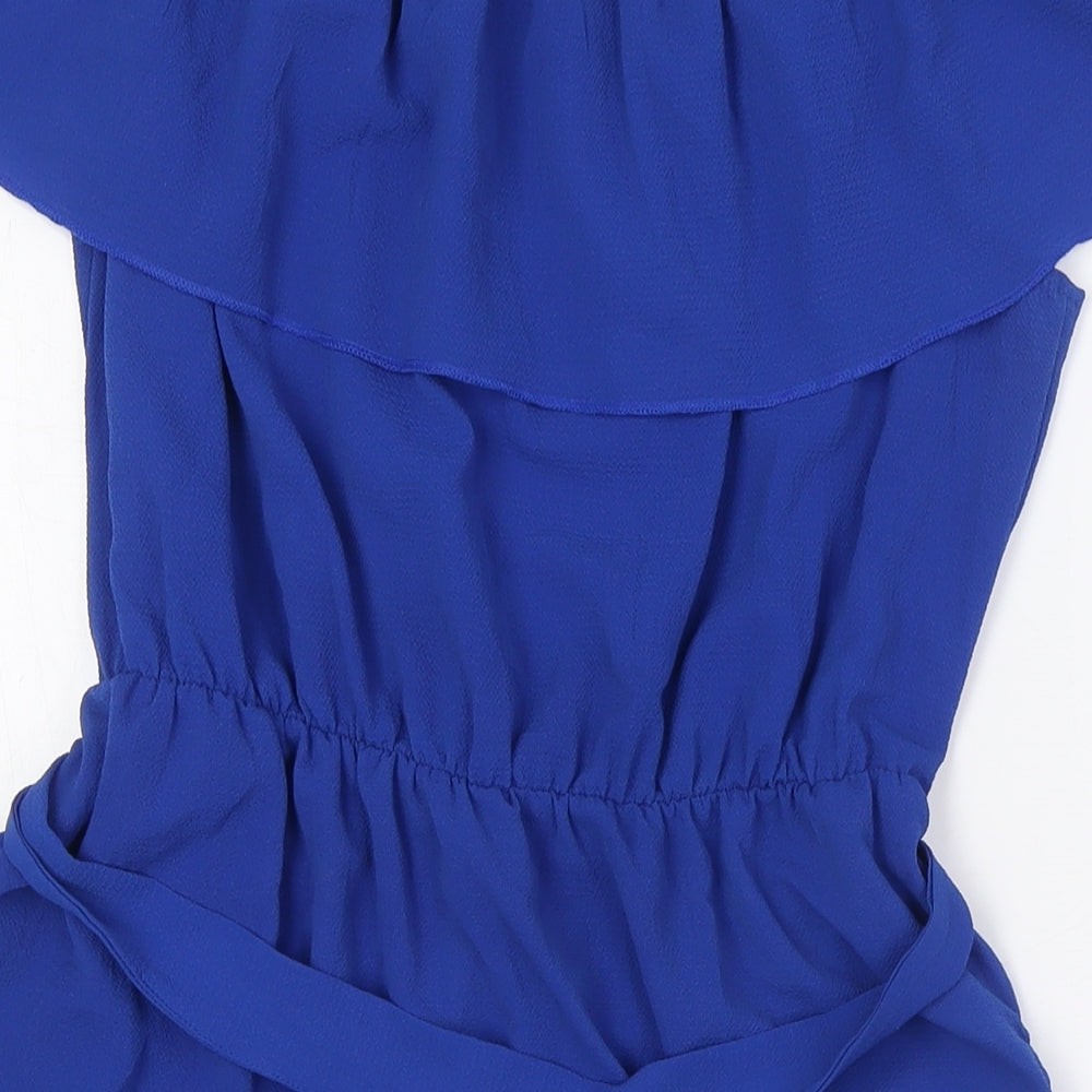 Quiz Womens Blue Polyester A-Line Size 16 Off the Shoulder - Pockets