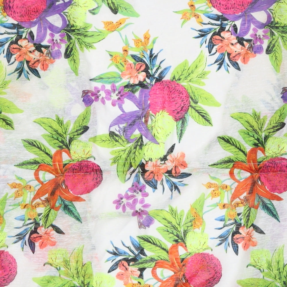 Ocean Club Womens Multicoloured Floral Polyester Basic Button-Up Size 6 V-Neck - Beach Wear