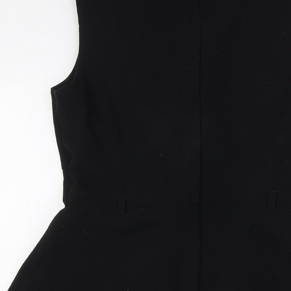 Dorothy Perkins Womens Black Polyester A-Line Size 12 Round Neck Zip