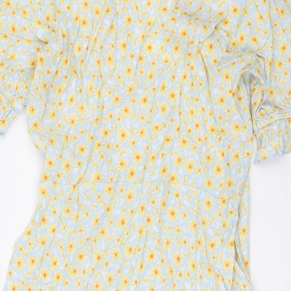 Pimkie Womens Multicoloured Floral Viscose Wrap Dress Size 8 V-Neck Tie