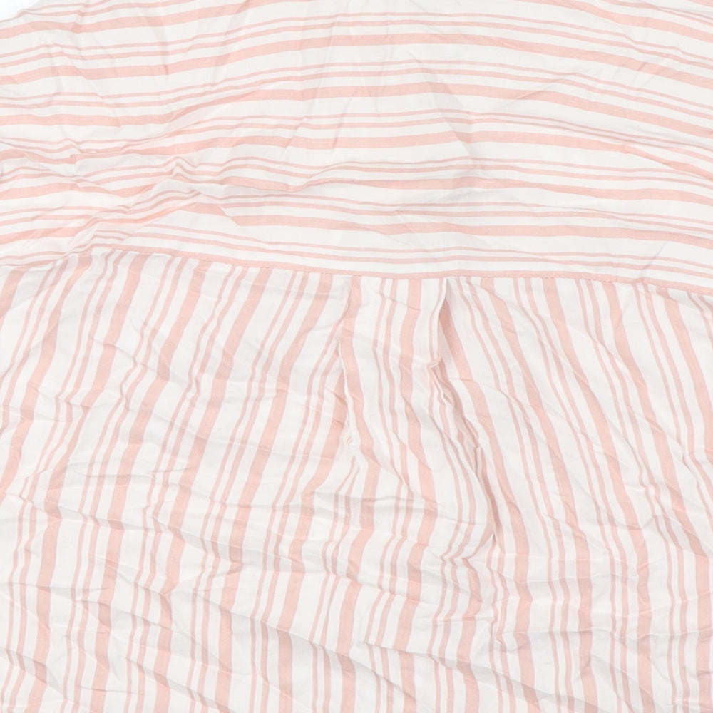 H&M Womens Pink Striped Viscose Basic Button-Up Size 4 Collared