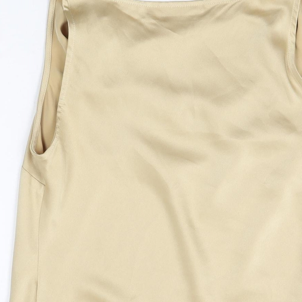 OFF Shoot Womens Gold Polyester Basic T-Shirt Size 12 Cowl Neck