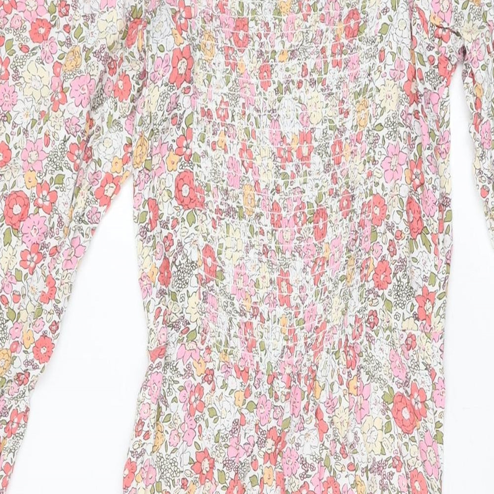 H&M Womens Multicoloured Floral Viscose A-Line Size XS Sweetheart Pullover
