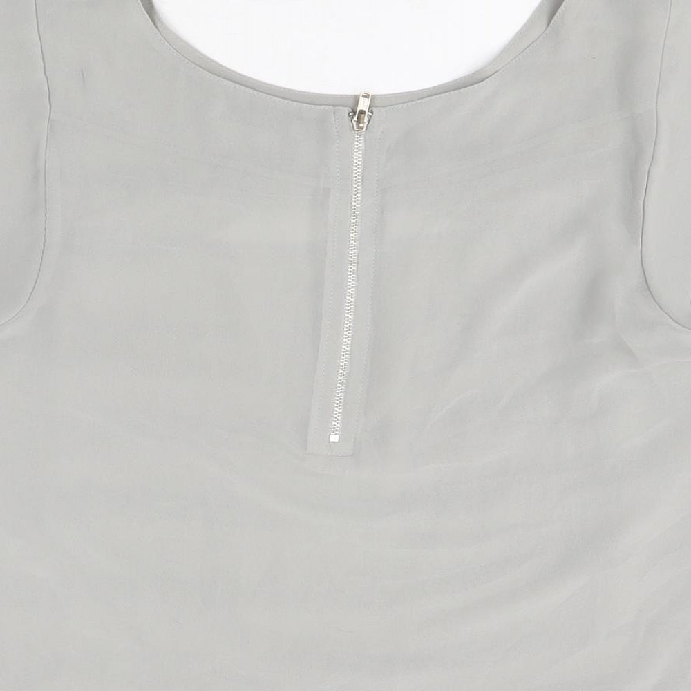 Hot Options Womens Grey Polyester Basic T-Shirt Size 10 Round Neck