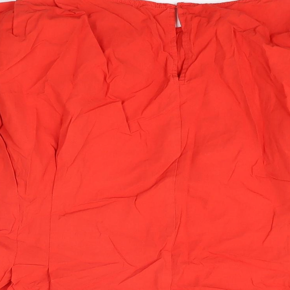 Zara Womens Red Cotton Basic T-Shirt Size S Round Neck