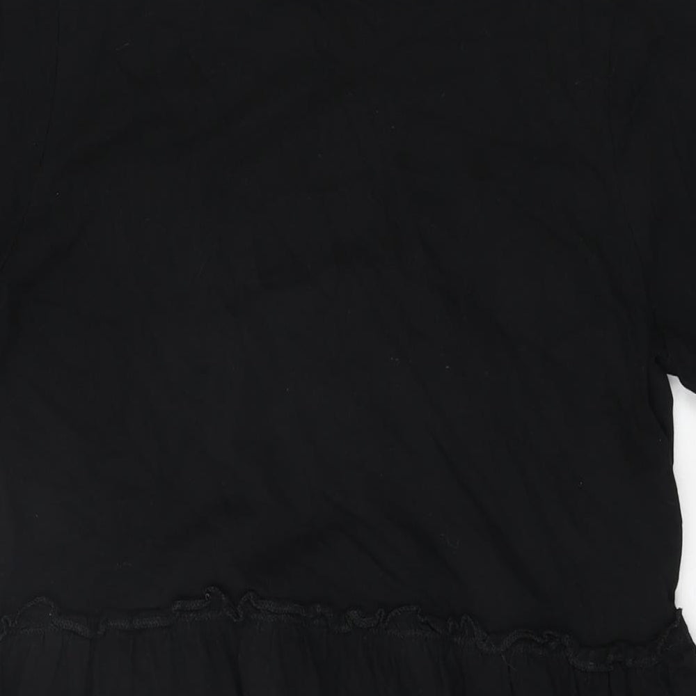 River Island Womens Black Cotton Shift Size 10 Round Neck Pullover