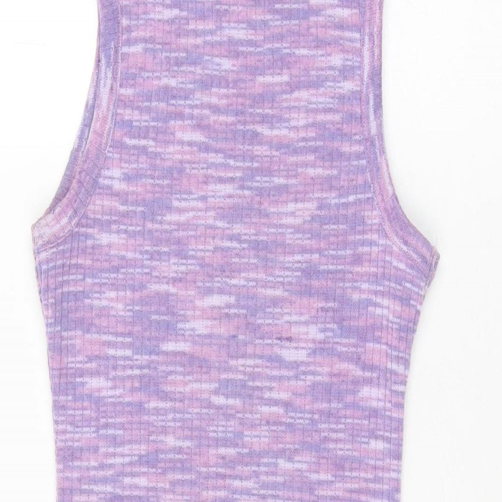 H&M Womens Purple Geometric Polyester Bodycon Size XS Round Neck Pullover