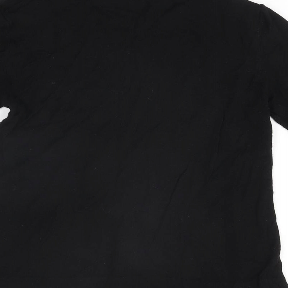 Zara Womens Black Polyester Basic T-Shirt Size M Round Neck