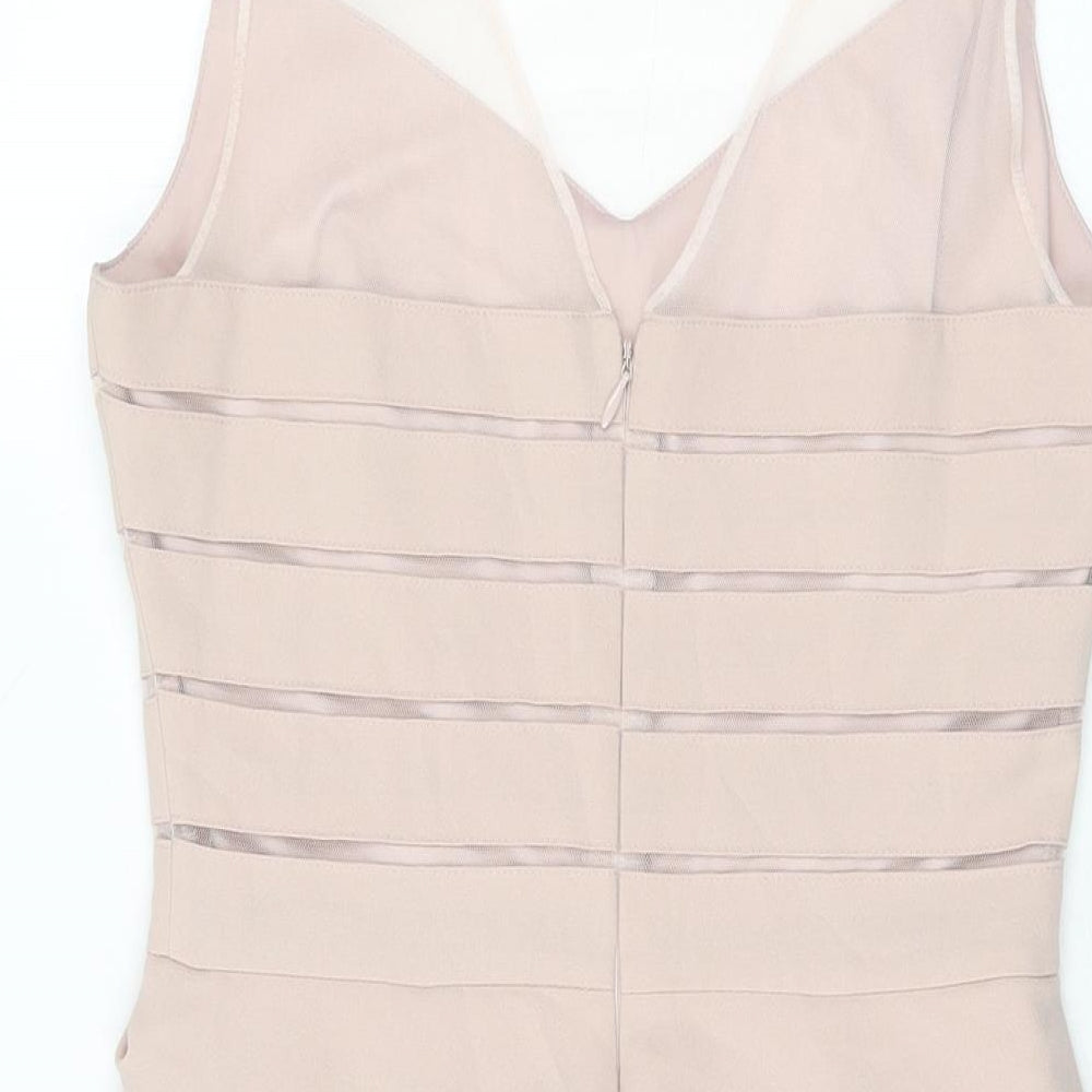 Phase Eight Womens Pink Polyester Bodycon Size 8 Round Neck Zip