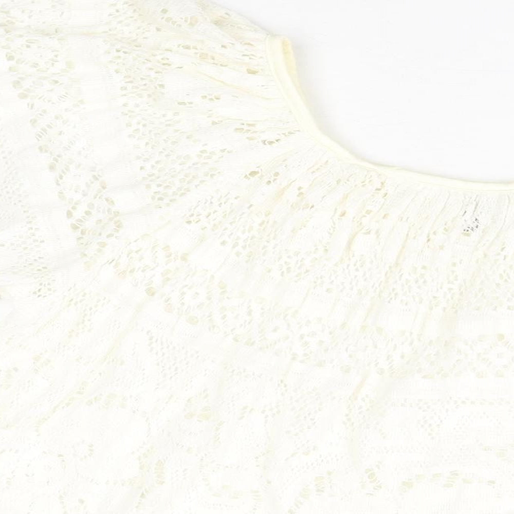 Slix Womens Ivory Cotton Basic T-Shirt Size M Round Neck