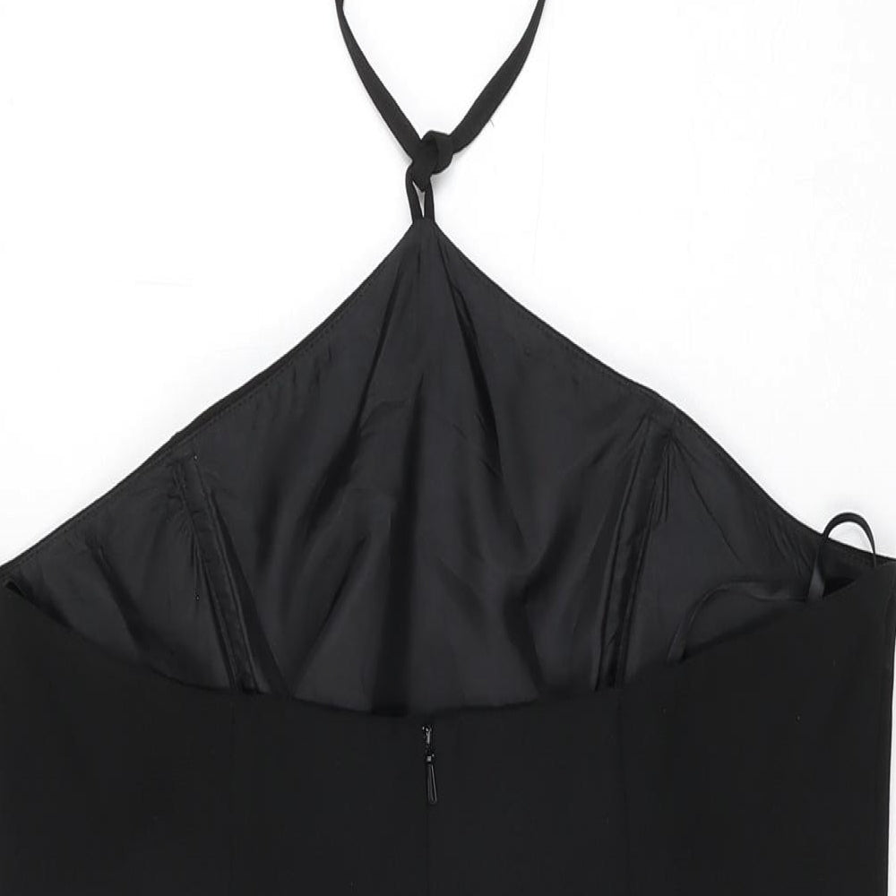 Richards Womens Black Polyester Bodycon Size 14 Halter Zip