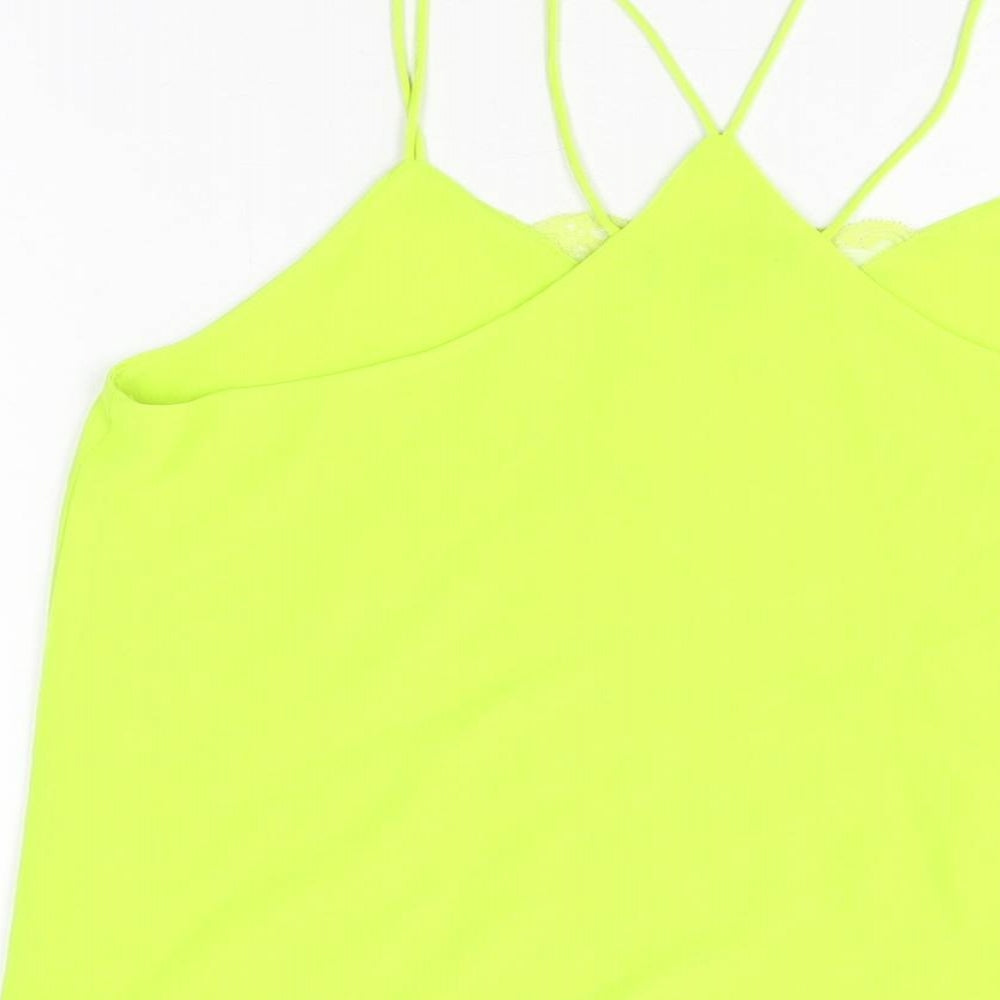 New Look Womens Green Polyester Camisole T-Shirt Size 10 V-Neck