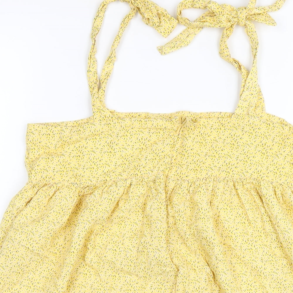 Urban renewal Womens Yellow Floral Viscose A-Line Size M Square Neck Zip